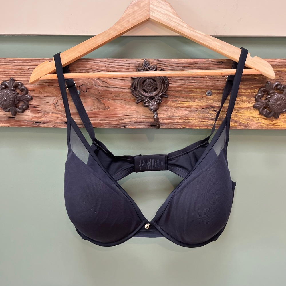 ThirdLove Black 24/7 Classic Mesh Plunge Bra Underwire 38E Adjustable Straps